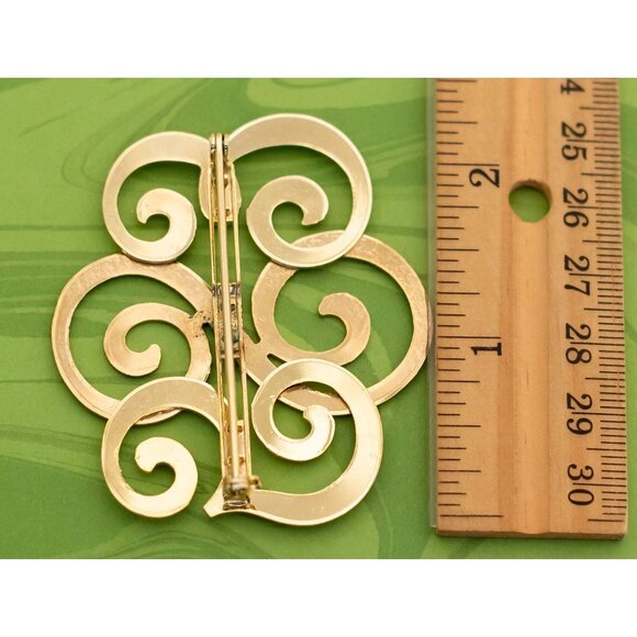 Vintage Spiral Letters Gold Tone Brooch - W14 - Picture 2 of 2